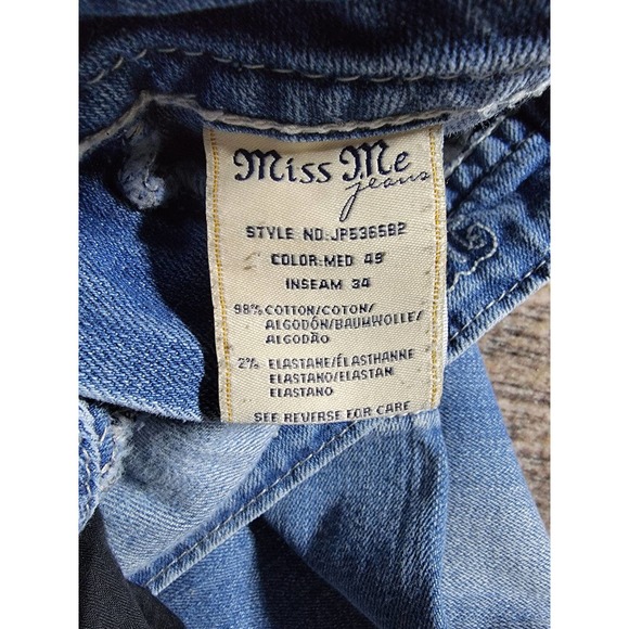 Miss Me Distressed Boot Cut Rhinestone  Denim Jeans 29x34 - Picture 12 of 12